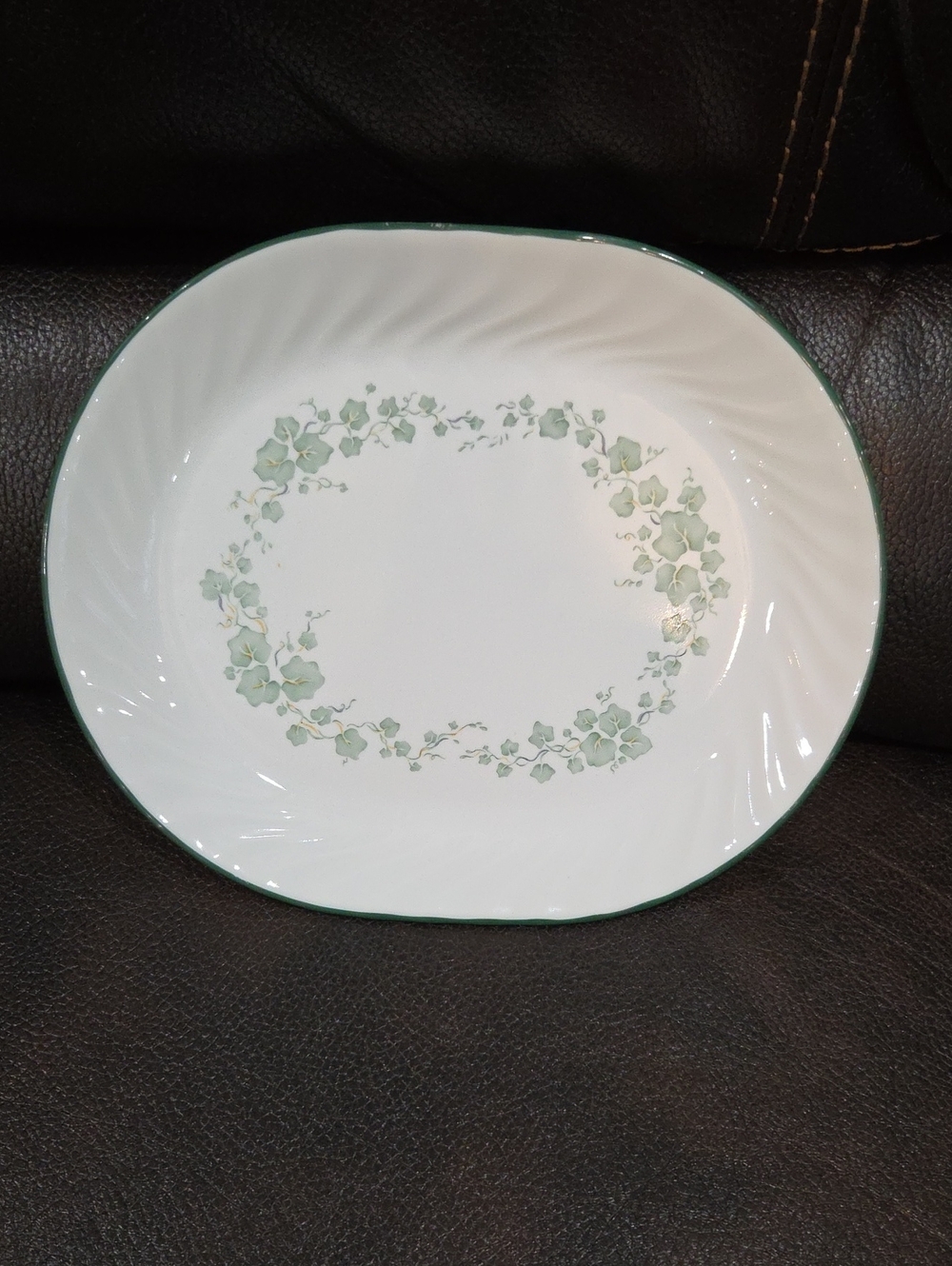 Vintage Corelle Callaway Green Ivy Oval Serving Platter 12"